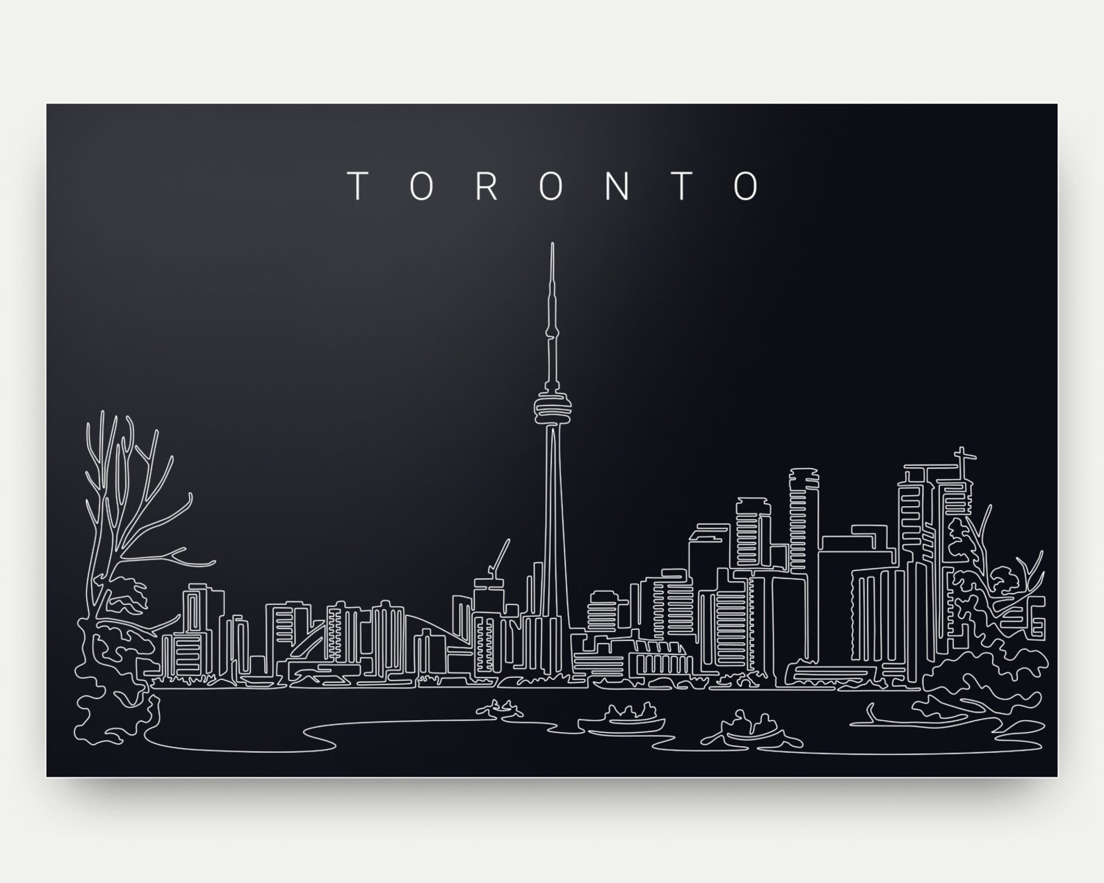 Toronto Skyline Art Print Toronto Wall Art With Cityscape Etsy