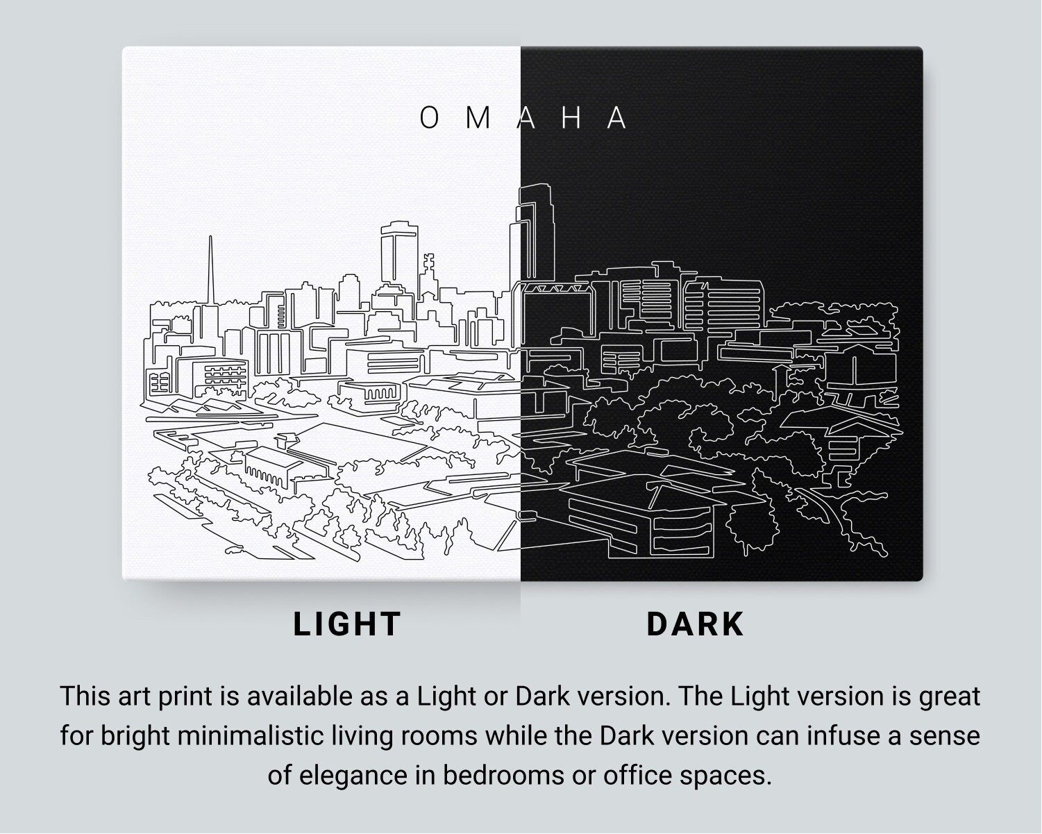 Omaha Canvas Art Print Omaha Skyline Wall Art Omaha Etsy