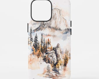 Yosemite National Park Phone Case with Watercolor Art of El Capitan, National Park Gift, Nature Phone Cover, Hiking Lover Gift
