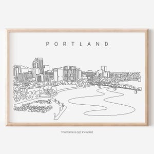 Portland Oregon Art Print - Portland Poster mit Skyline One Line Zeichnung - Tolles Wanddekor Geschenk für Neues Zuhause