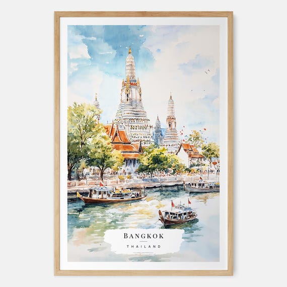 風景画 タイ チェンマイ お寺 水彩画 SHO 【公式通販】
