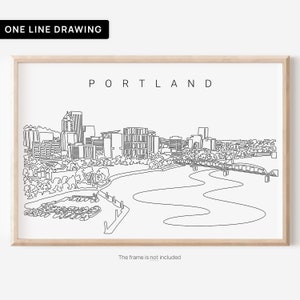 Portland Oregon Art Print - Portland Poster with Skyline One Line Drawing - Great Wall Decor Gift For New Home