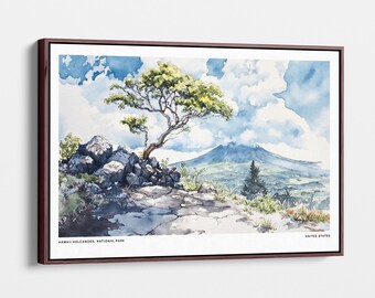 Hawaii Volcanoes National Park Canvas Print: Windswept Tree and Rocky Shoreline