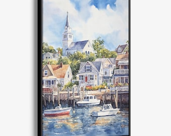 Cape Cod Canvas Print: Watercolor Coastal Home Decor