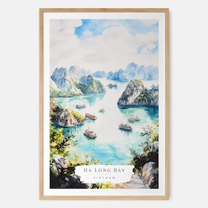 Ha Long Bay Vietnam Watercolor Art Print - Vietnam Wall Art - Vietnam Travel Print - Travel Gift - Moving Gift - New Home Gift
