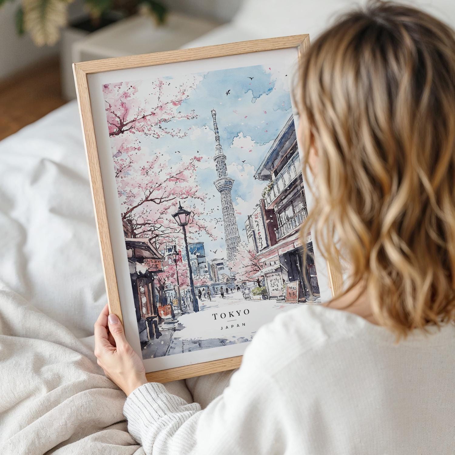 Tokyo Skytree Watercolor Art Print - Tokyo Travel Wall Art - Japan