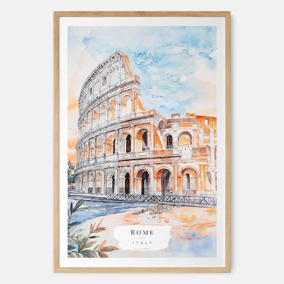 Rome Colosseum Watercolor Painting Art Print - Italy Wall Art - Italy Travel Gift - Moving Gift - New Home Gift - Housewarming Gift