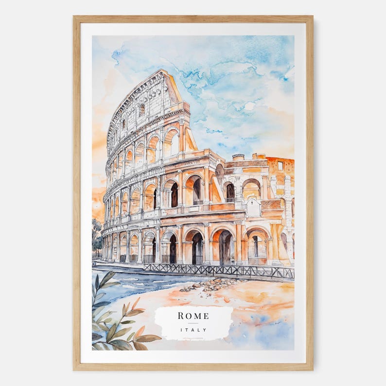 Rome Colosseum Watercolor Painting Art Print - Italy Wall Art - Italy Travel Gift - Moving Gift - New Home Gift - Housewarming Gift imagem 1
