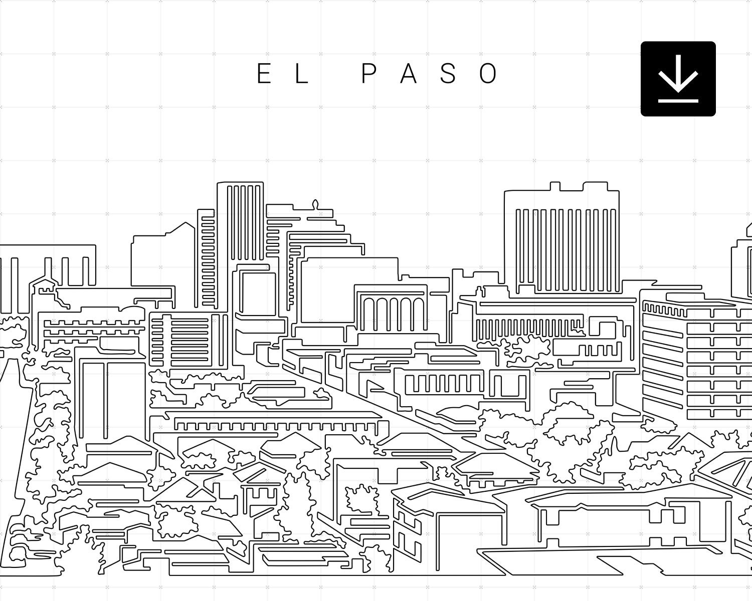El Paso TX Printable Wall Art El Paso Skyline Digital Art Etsy