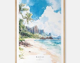 Kauai Watercolor Art Print - Hawaii Wall Art - USA Travel Print - Travel Gift - Moving Gift - New Home Gift