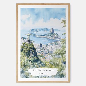 Rio de Janeiro aquarel schilderij Art Print - kunst aan de muur Brazilië - Brazilië reiscadeau - verhuiscadeau - cadeau nieuw huis - housewarmingcadeau