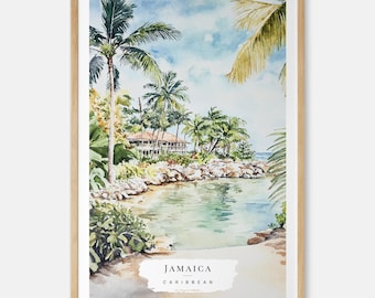 Jamaica Watercolor Art Print - Caribbean Island Wall Art - Jamaica Travel Gift - New Home Gift - Moving Gift - Housewarming Gift
