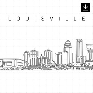 Louisville skyline afdrukbare muurkunst - Louisville KY stadsgezicht enkele lijntekeningen - digitale download - 100% handgetekende - directe download