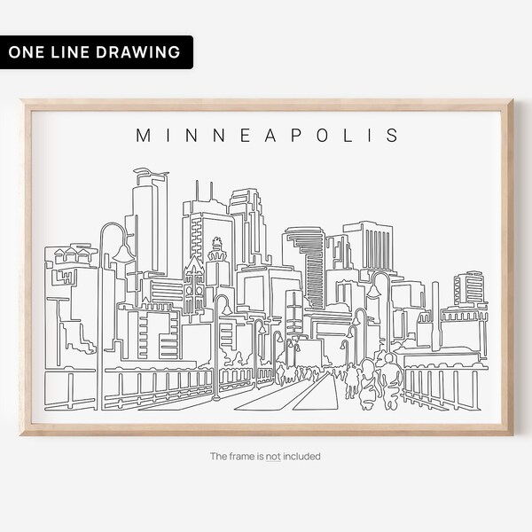 Minneapolis Art Print - Minneapolis Skyline Poster - Minneapolis Wall Art with One Line Drawing - Minneapolis Wall Decor Gift