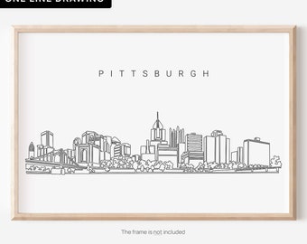 Pittsburgh Skyline Wall Art - Pittsburgh Art Print with One Line Drawing - Pittsburgh Wall Decor Gift - Pennsylvania Travel Poster