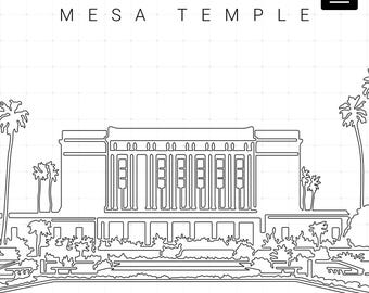 Mesa Arizona Printable Wall Art - Mesa Arizona Temple Single Line Art - Digital Download - 100% Hand-Drawn - Instant Download