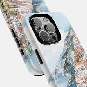 Positano Italy Phone Case with Coastal Watercolor Art, Italy Travel Gift, Travel Art Phone Cover, Travel Lover Gift, Europe Travel Gift afbeelding 3