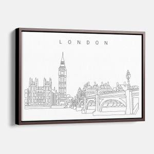 London Canvas Art Print with Big Ben Clock Tower - London Skyline Canvas Wall Art with One Line Drawing - London Wall Decor - New Home Gift