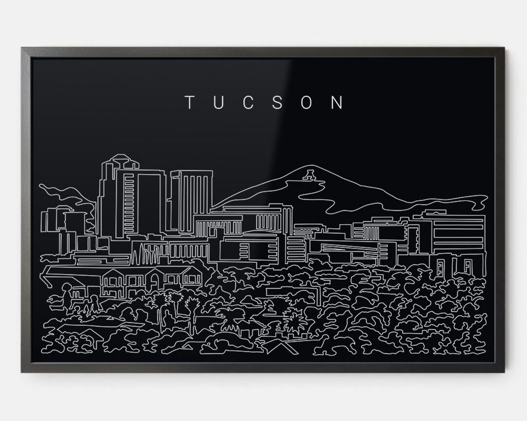 Framed Tucson AZ Art Print Tucson Skyline Wall Art Tucson Etsy UK