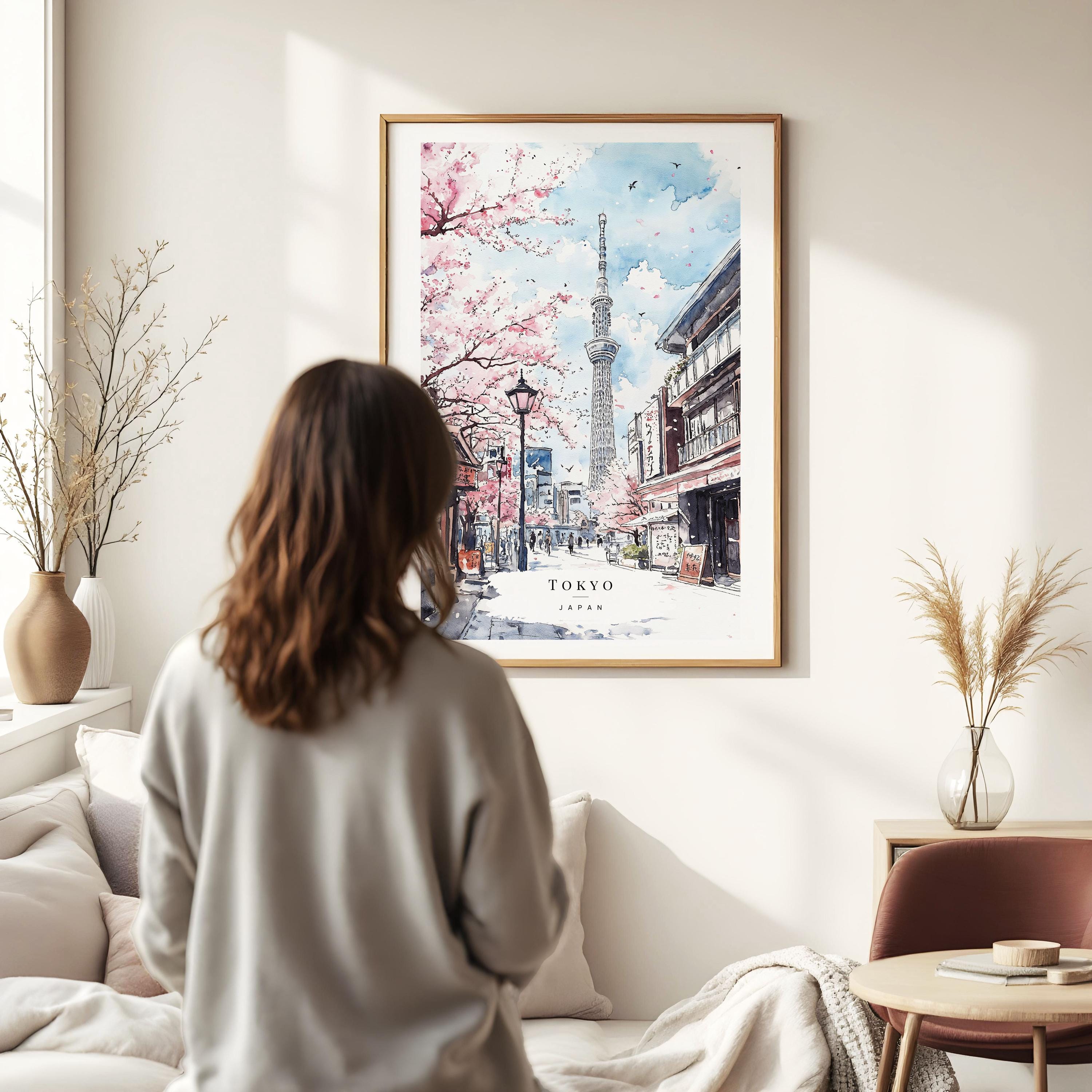 Tokyo Skytree Watercolor Art Print - Tokyo Travel Wall Art - Japan