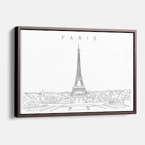 Paris Skyline Canvas Art Print - Paris Canvas Wall Art with Eiffel Tower One Line Drawing - Paris Wall Decor Gift