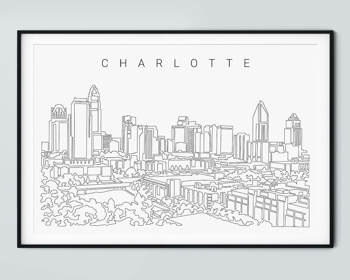 charlotte-nc-skyline-one-line-drawing-wall-art-charlotte-nc-etsy
