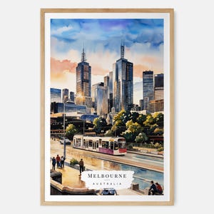 Melbourne Skyline Watercolor Art Print - Melbourne Wall Art - Australia Travel Gift - New Home Gift - Moving Gift - Housewarming Gift