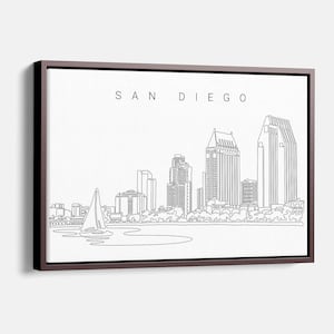 San Diego canvaskunst print - San Diego skyline canvas muurkunst - San Diego muur decor cadeau - San Diego nieuw huis cadeau