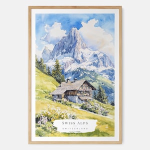 Swiss Alps Art Print - Swiss Mountains Wall Art - Switzerland Travel Print - Travel Gift - Moving Gift - New Home Gift