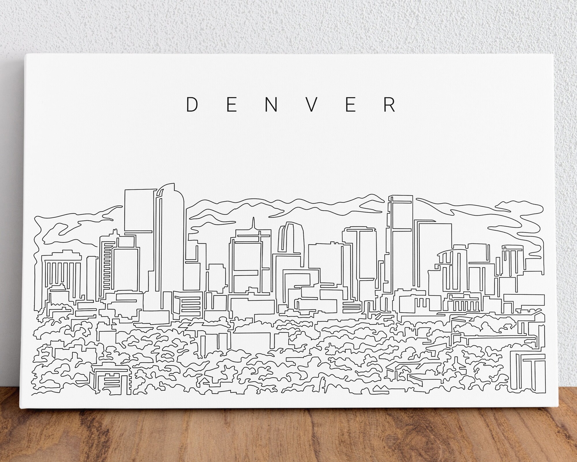 Denver Colorado Canvas Art Print Denver Skyline One Line Etsy