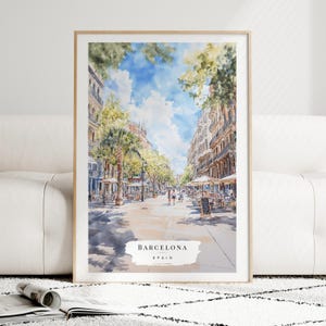 Barcelona Watercolor Art Print - Barcelona Wall Art - Spain Travel Print - Travel Gift - Moving Gift - New Home Gift - Housewarming Gift image 3