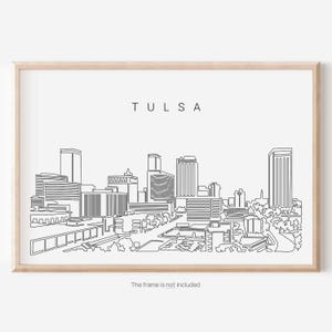 Tulsa Oklahoma Poster - Tulsa Art Print with Skyline as Single Line Art - Tulsa Wall Decor Gift for New Home or New Job