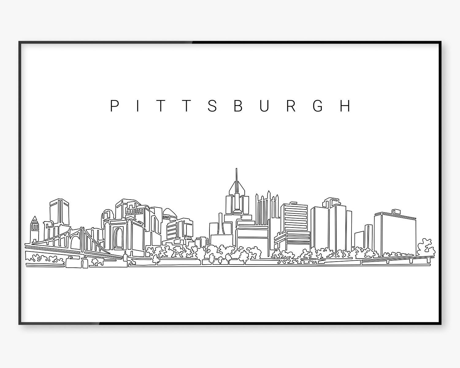 Pittsburgh Skyline Wall Art Pittsburgh Art Print With One Etsy