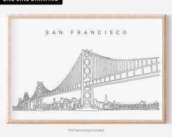 San Francisco Skyline Wall Art - San Francisco Art Print with Oakland Bay Bridge - California Wall Art - New Home Gift