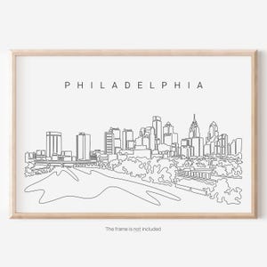 Stampa artistica di Philadelphia - Stampa a linea singola dello skyline di Philadelphia - Decorazione murale di Philadelphia - Decorazione artistica per la casa di Philadelphia