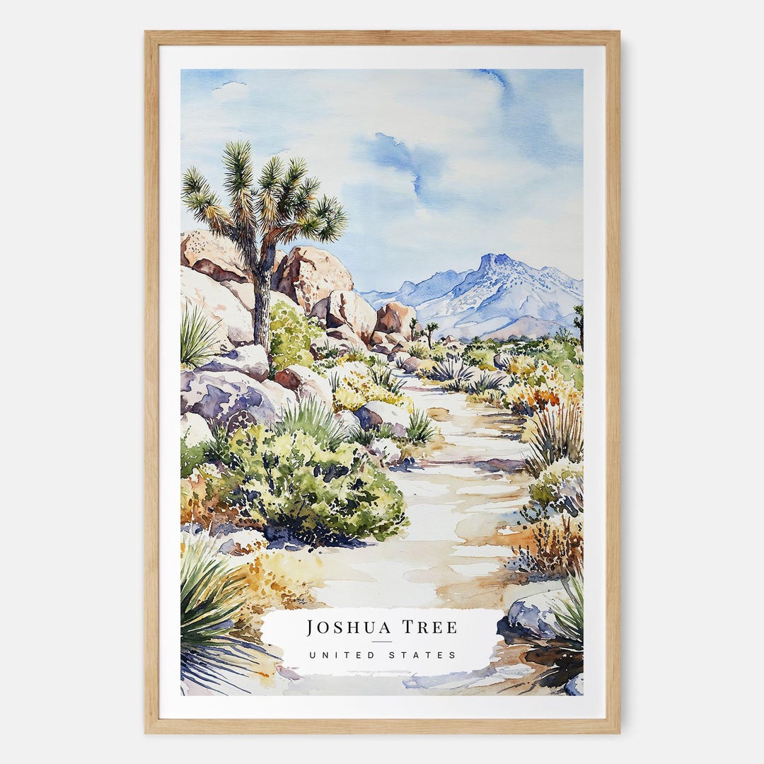 Joshua Tree Watercolor Art Print - Joshua Tree National Park Wall Art ...