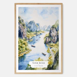 Ninh Binh Vietnam Watercolor Art Print - Vietnam Wall Art - Vietnam Travel Print - Travel Gift - Moving Gift - New Home Gift