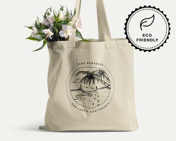 Buy Cute Travel Tote Bag Cotton Tote Bag With Beach Line Art Eco friendly and Reusable Cotton Tote Bag for Travel Addicts Online in India Etsy