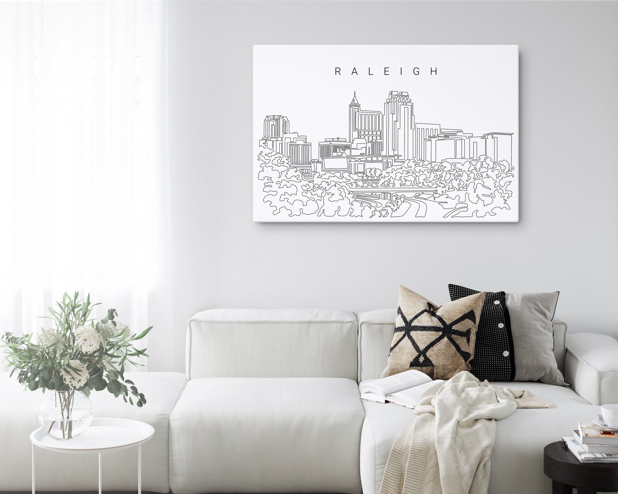 Raleigh Skyline Canvas Wall Art Raleigh NC Canvas Art Print Etsy