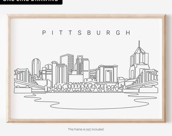 Pittsburgh Skyline Art Print - Pittsburgh Wall Art with City Line Art - Pittsburgh Travel Poster - Pennsylvania  Wall Decor - New Home Gift