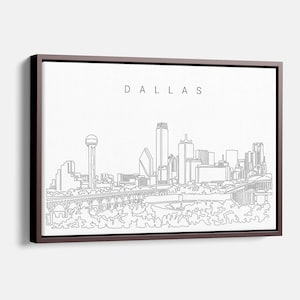 Dallas Skyline Canvas Wall Art - Dallas Texas Canvas Art Print with Continuous Line Art of the City Skyline