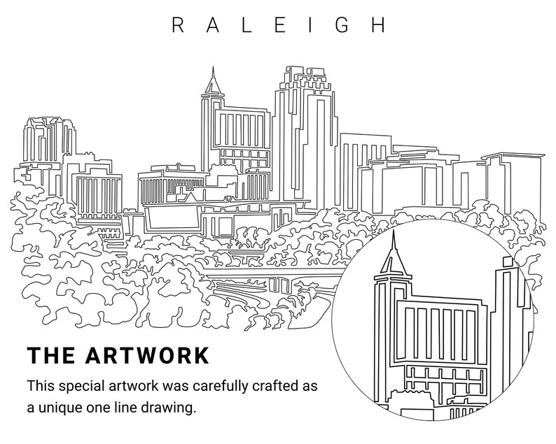 Raleigh Skyline Printable Wall Art Raleigh NC Digital Art Etsy