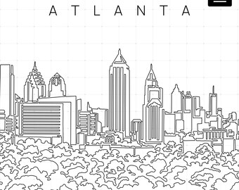 Atlanta Printable Wall Art - Atlanta Skyline Single Line Art - Digital Download - 100% Hand-Drawn - Instant Download