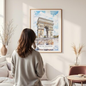 Arc De Triomphe Watercolor Art, Paris Travel Print, France Travel Gift, Europe Travel Gift, Moving Gift, New Home Gift, Exchange Gift image 4
