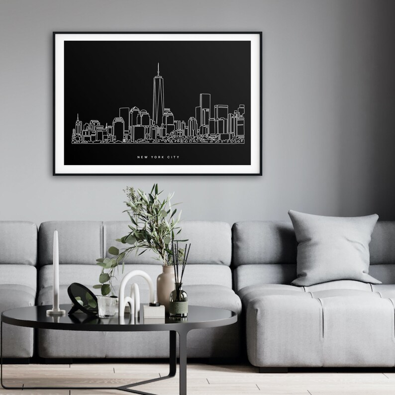 New York Skyline Poster NYC Skyline Art Print with One Line Drawing New York City Wall Decor Aesthetic New York Wall Art image 4