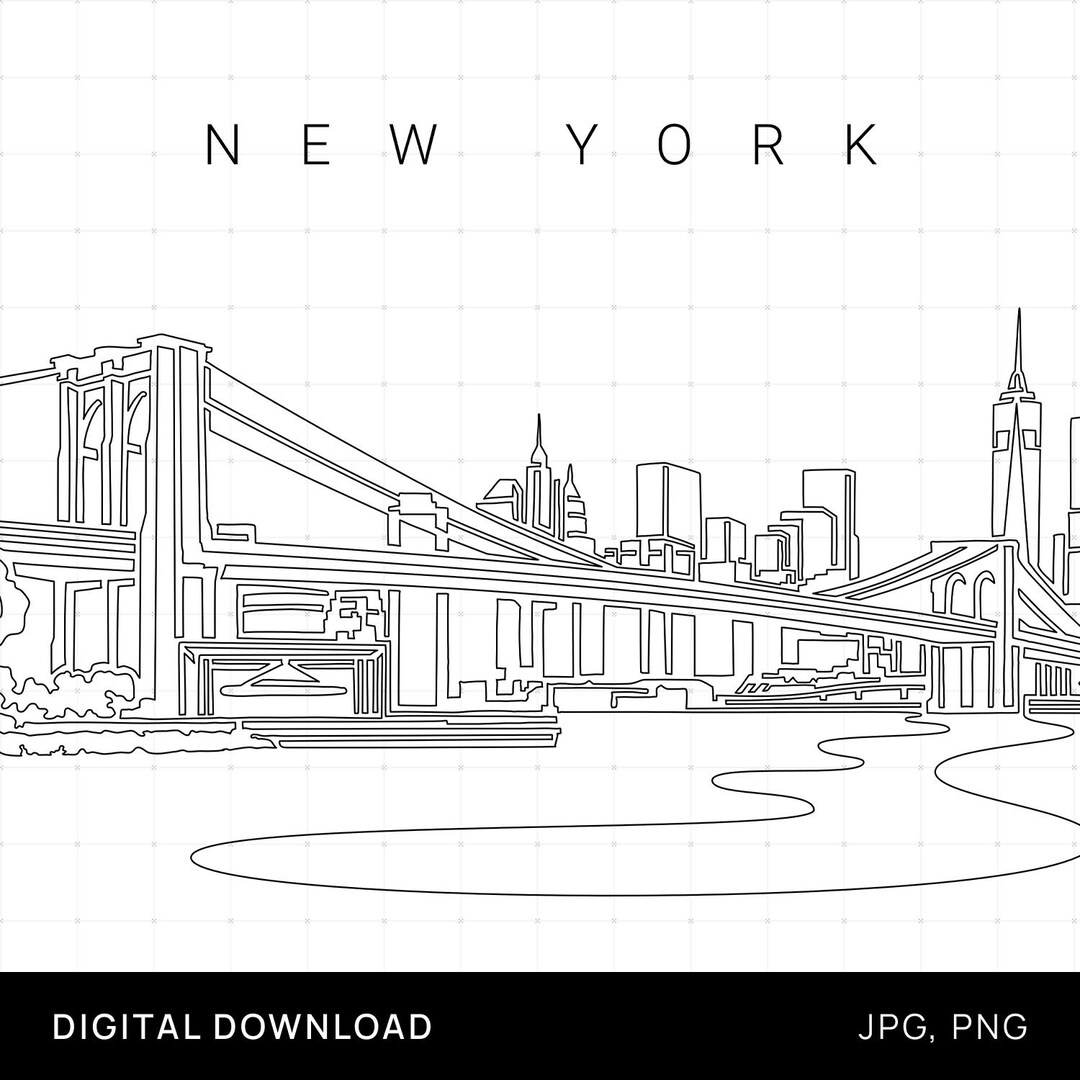 Brooklyn Bridge Printable Wall Art New York City Skyline - Etsy