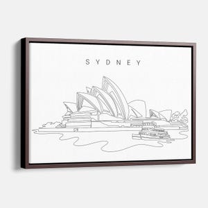 Opernhaus in Sydney Leinwanddruck - Premium Leinwand mit Opernhaus in Sydney als eine Linie Kunst - Sydney Wanddekor Geschenk - Neues Zuhause Geschenk