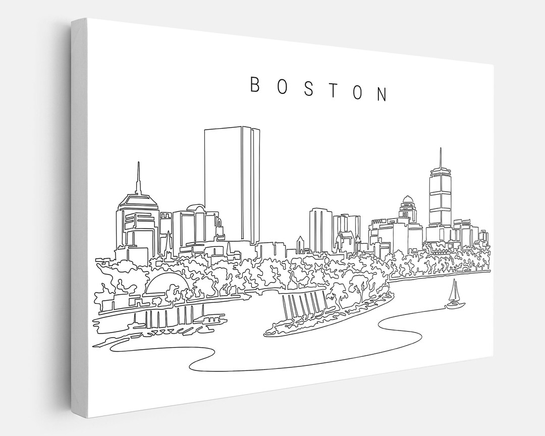 Boston Canvas Art Print Wall Decor Boston Skyline Canvas Etsy