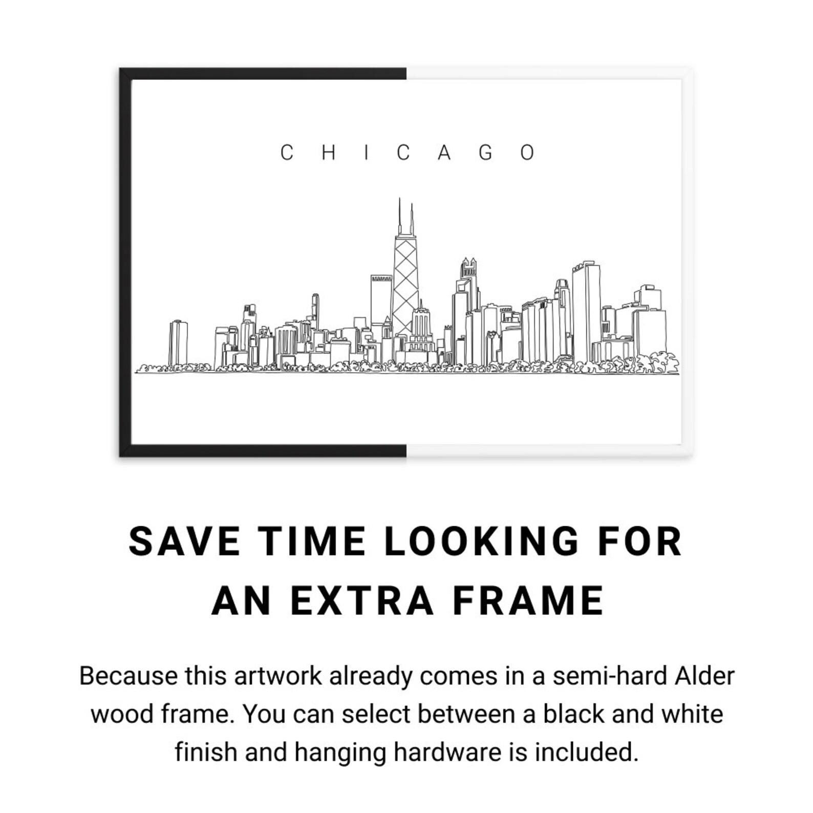 Framed Chicago Wall Art Chicago Art Print with Frame as Etsy