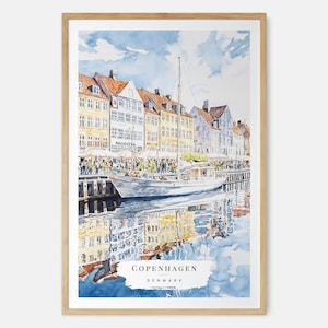 Copenhagen Watercolor Painting Art Print - Copenhagen Wall Art - Denmark Travel Gift - Moving Gift - New Home Gift - Housewarming Gift